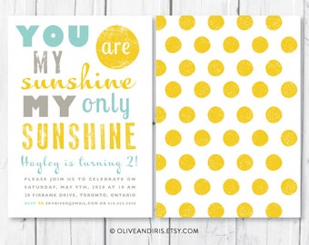 You Are My Sunshine - Printable Birthday Party Invitation