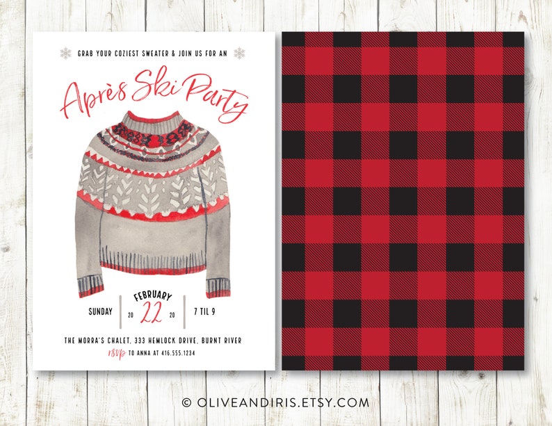 Après Ski Party Invitation / Printable Ski Party Invitation image 1