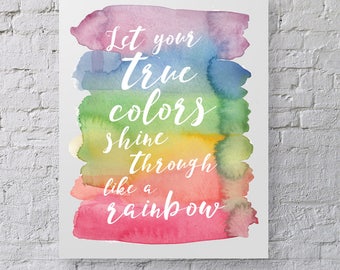 True Colors Rainbow Print / Nursery Art / Kids Room Art / Wall Art / Trolls Party / 8x10 Printable / Digital Print