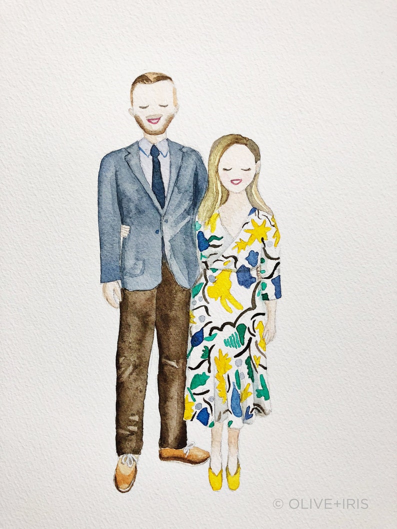 Custom Hand-Painted Watercolor Portraits 9 x 12