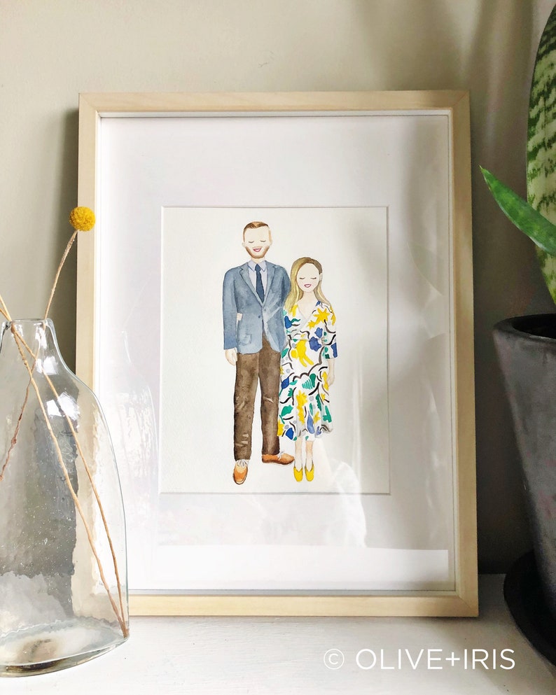 Custom Hand-Painted Watercolor Portraits 9 x 12