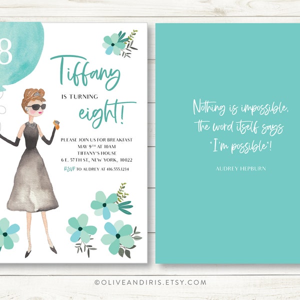 Breakfast at Tiffanys Birthday Invitation - Etsy