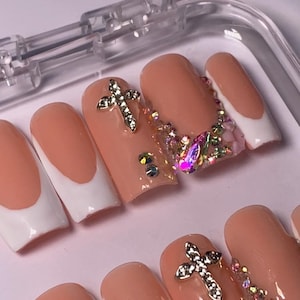 French tip Bling Press on nails | Gel Nails | Press ons | French Tip Nails