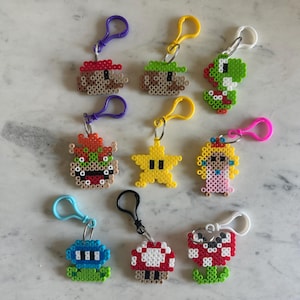 Super Mario Party Favors, Keychains - HANDMADE Gifts - Back to School Favors - Video Game Birthday, Perler Bead Party Favors