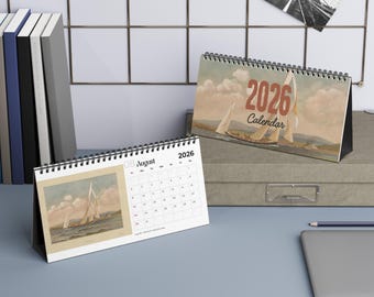 Vintage Sail Race 2026 Desktop Calendar: Nautical Desk Organizer