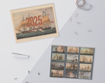 2025 Naval Battles Wall Calendar - Historic Sea Battles Calender, Nautical Theme Planner, Military History Gift, Sea Battle