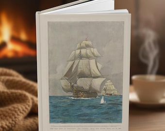 Diario de tapa dura de batalla naval vintage: diario de un barco pirata náutico