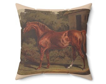 Vintage kussen met paardenprint: rustieke boerderij paardendecor