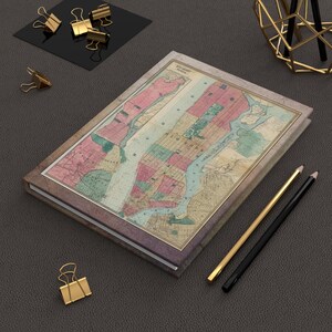 Diario de tapa dura con mapa de la ciudad de Nueva York vintage, cuaderno de viaje, regalo histórico, álbum de recortes de paisajes urbanos, diario de viaje único, amantes de Nueva York