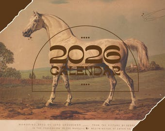 Vintage Pferdedrucke 2026 Wandkalender: Elegante Kunst