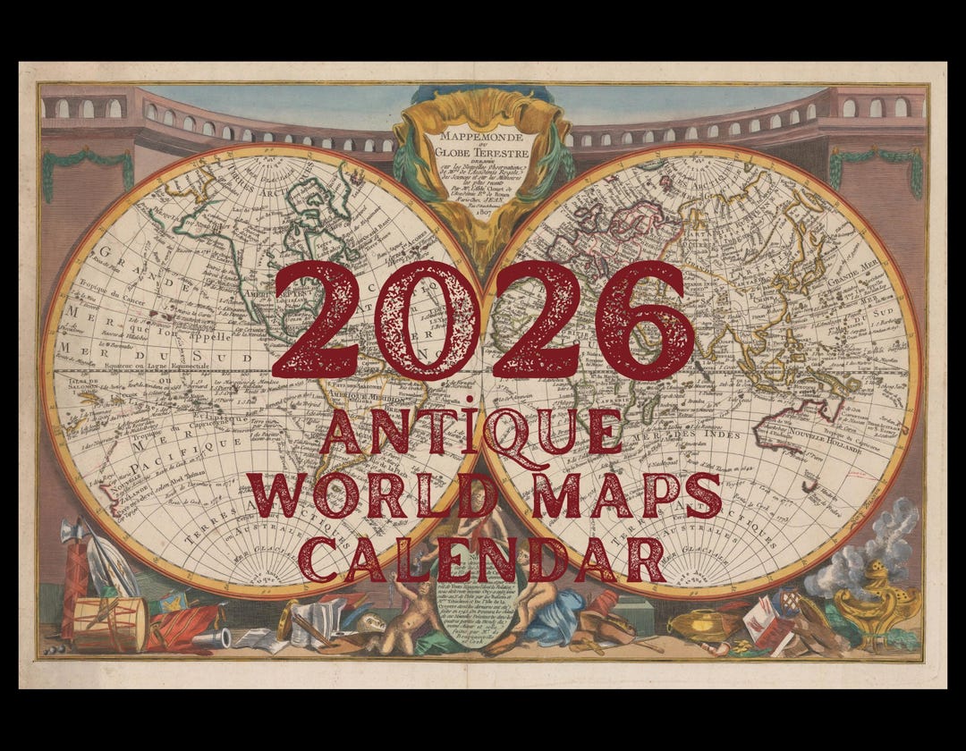 2026 Antique World Maps Calendar Vintage Cartography Art Etsy Canada Il M7z5 