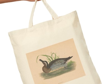 Vintage Duck Print Tote Bag: Eco-Friendly Cotton Canvas Shopper