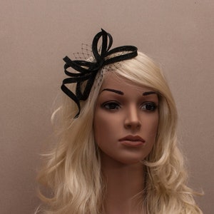 Black wedding fascinator.