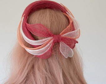 Hot pink halo headband hat. Pink wedding guest hat. Hot pink wide headband. New design 2024!