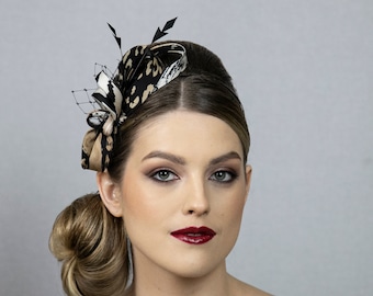 Animal print elegant and minimalist fascinator. New design from 2024 collection