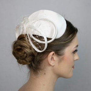 Bridal back side hat. Wedding hat for modern bride. Trendy and uniq designer bridal hat. Made to order.