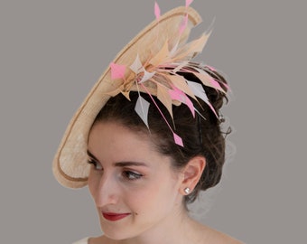 Champagne saucer hat. Kentucky Derby hat. Wedding guest hat for women.