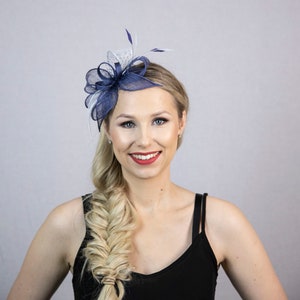 Blue bow fascinator. Blue wedding fascinator.