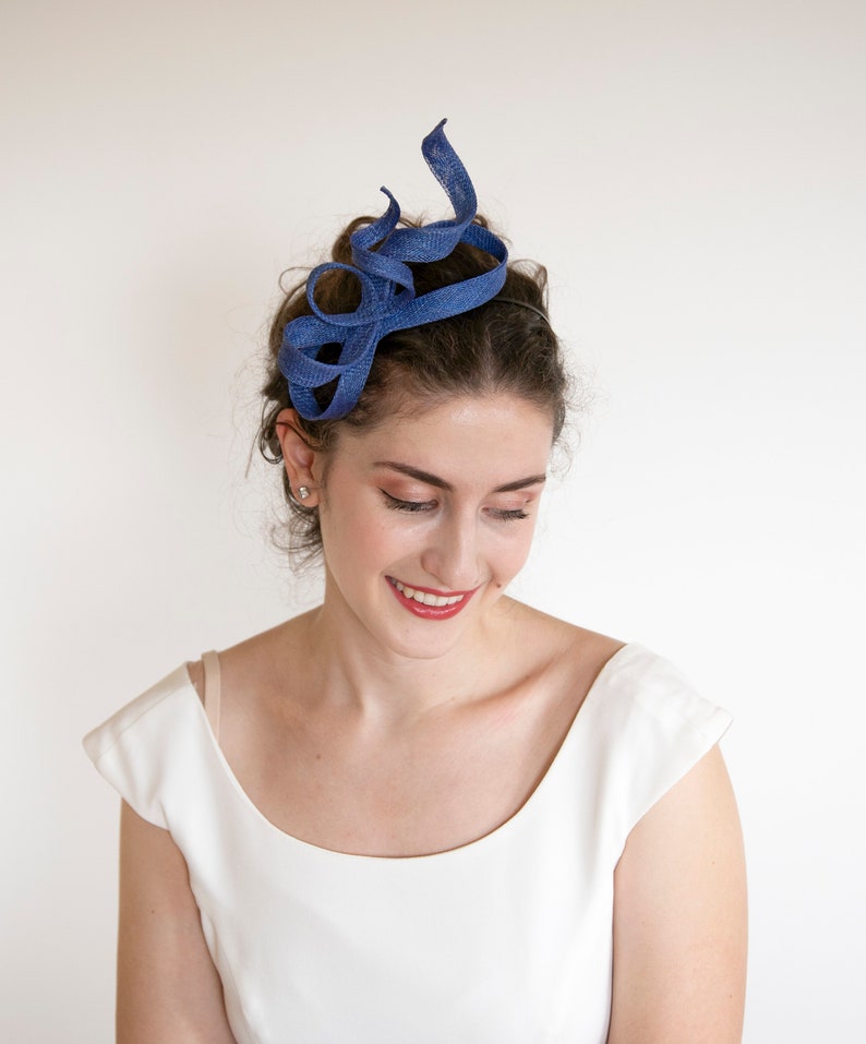 Blue minimalist fascinator. Royal blue fascinator. image 3