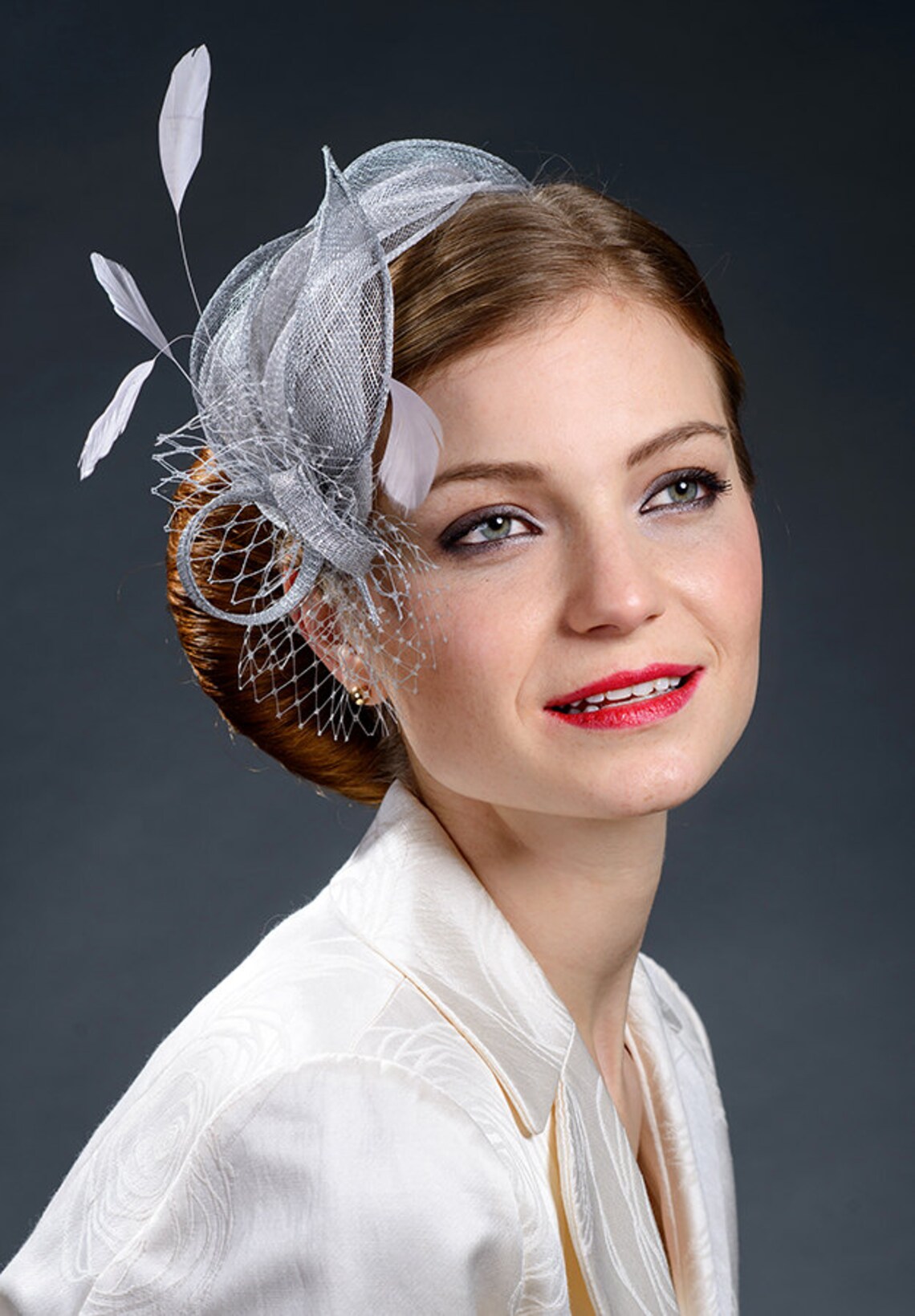 Light Grey Silver Grey Wedding Fascinator Bridal Fascinator Etsy UK