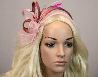 Pink wedding fascinator. Pink Kentucky Derby and Royal Ascot fascinator.