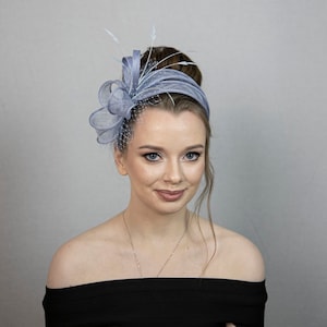 Blue wedding guest fascinator. Light blue fascinator. New colour for popular fascinator style. image 3