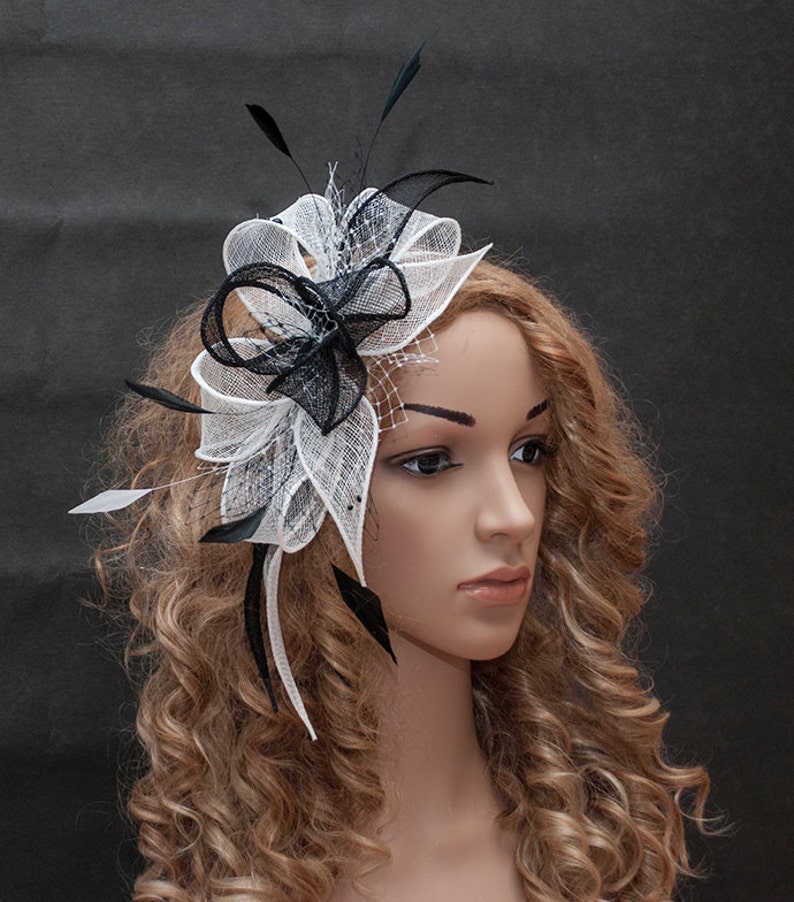 White and Black Wedding Fascinator Black and White Fascinator Etsy