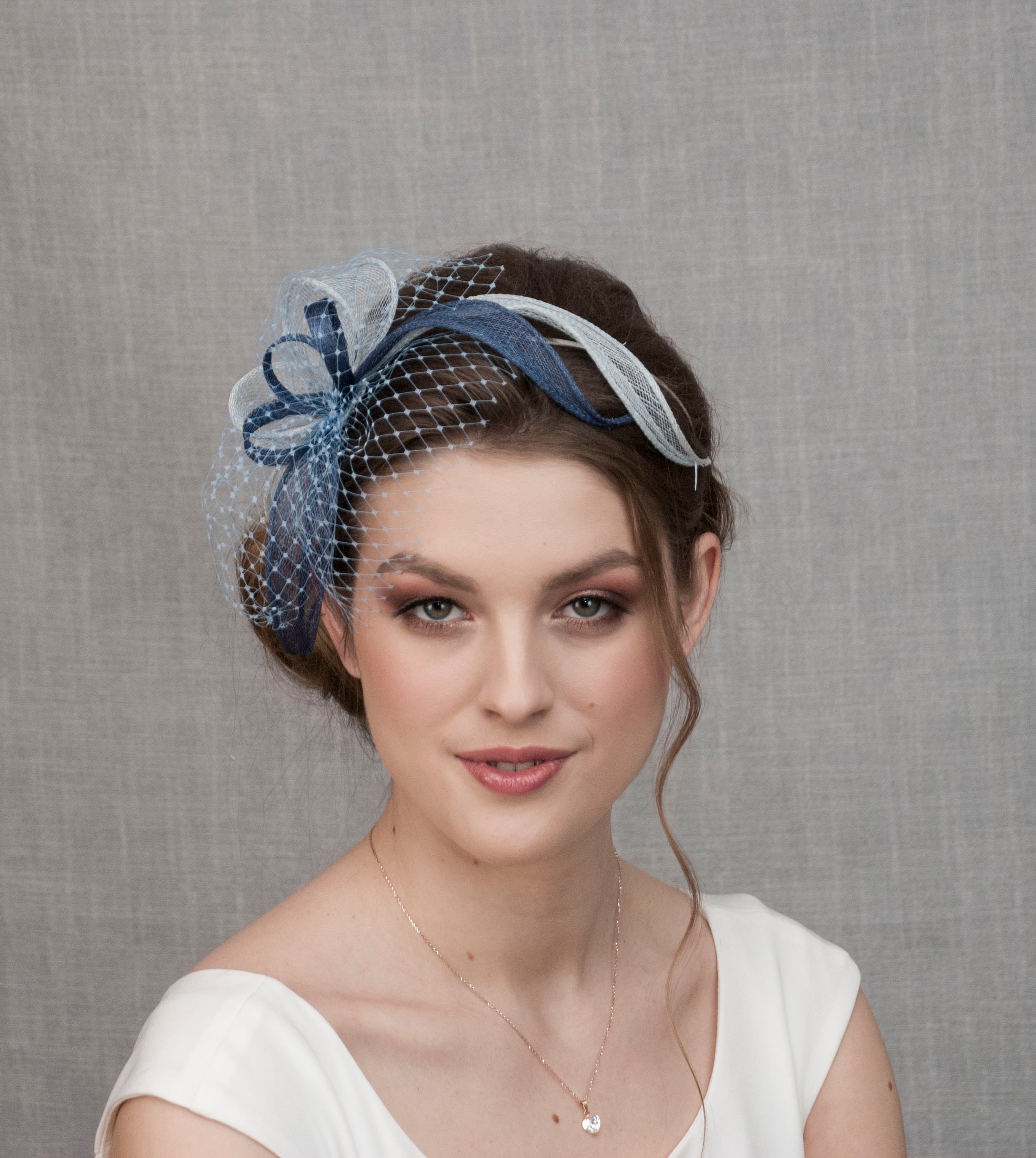 Blue Fascinator Hat. Navy Blue Wedding 