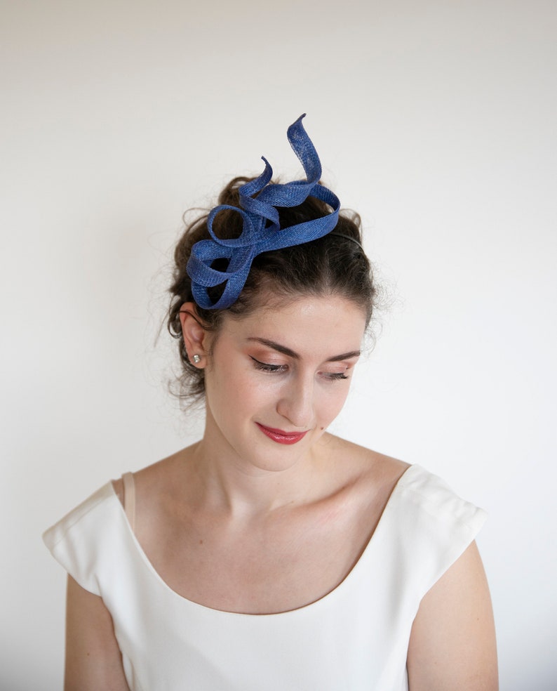 Blue minimalist fascinator. Royal blue fascinator. image 1