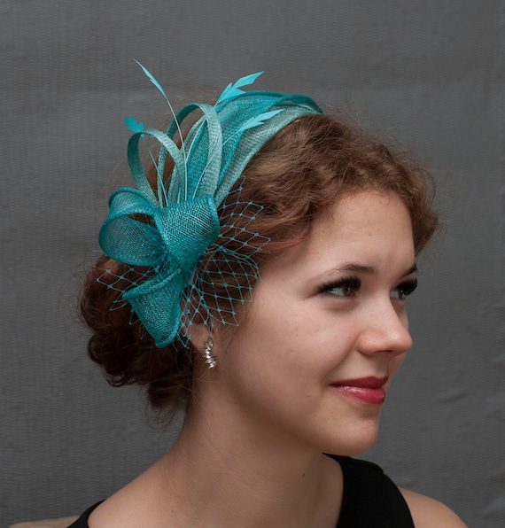 Teal fascinator teal wedding fascinator Etsy