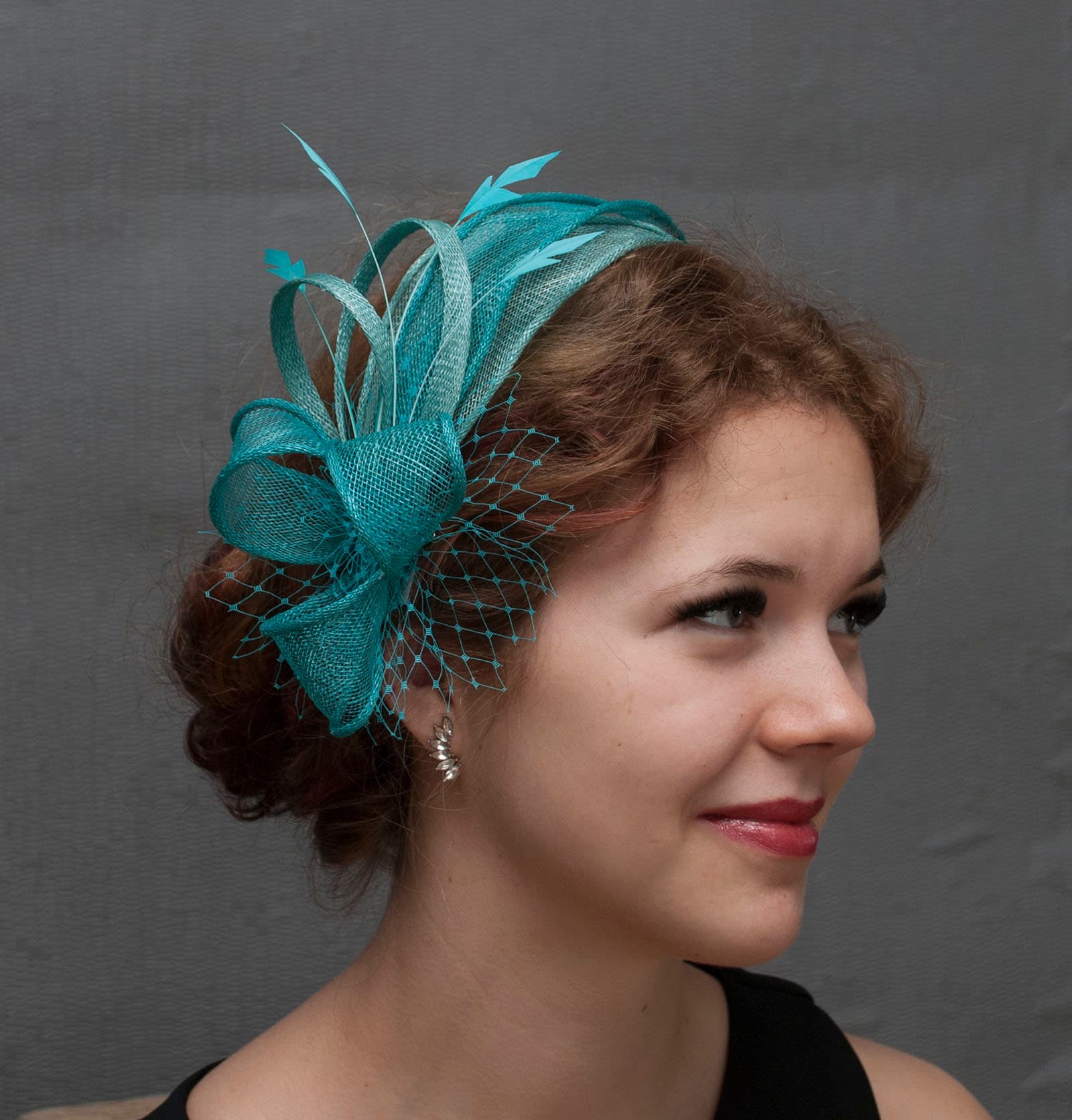 Reserved for Theresa_teal Fascinator 