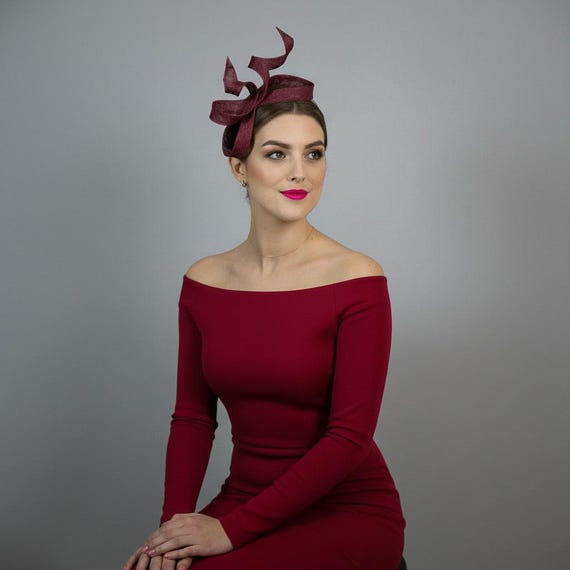 Burgundy Wine Red Fascinator | Wedding & Races Headpiece | Formal Event Hat  - Etsy Canada
