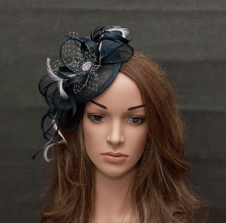 Navy Fascinator. Navy Wedding Fascinator. Blue Fascinator. Etsy