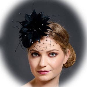 Black small pillbox hat for the weddings, funerals, church, other special occasions