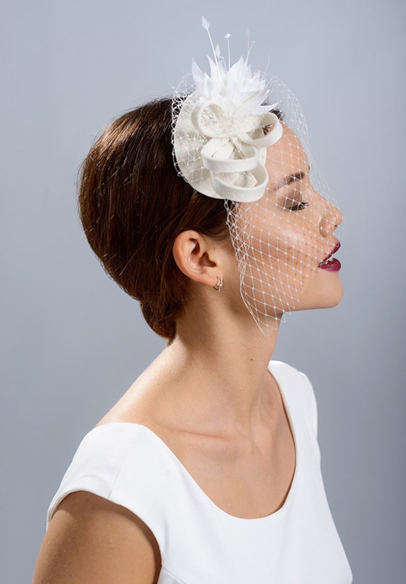 Braut Fascinator mit Gesichtsschleier Etsy.de