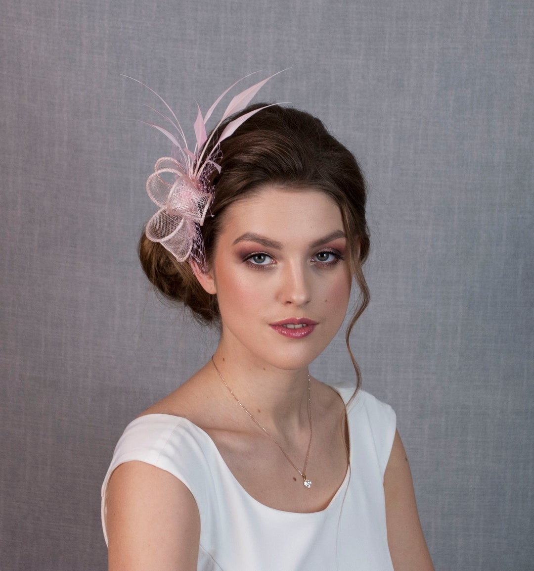 Hair Up Races Pink Feather Fascinator: Wedding Races Hair Accessory - Etsy UK