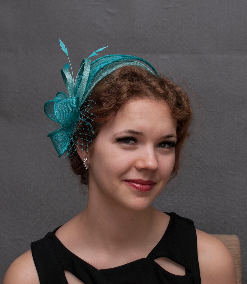 Teal fascinator teal wedding fascinator Etsy