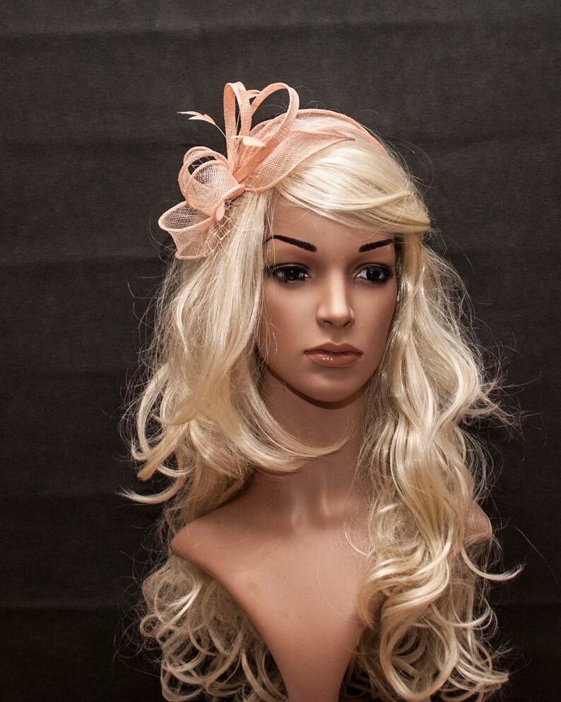 Blush Pink Wedding Fascinator With Feathers Etsy