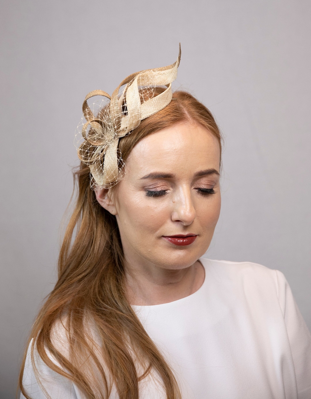 Champagne and Golden Minimalist Fascinator. Etsy