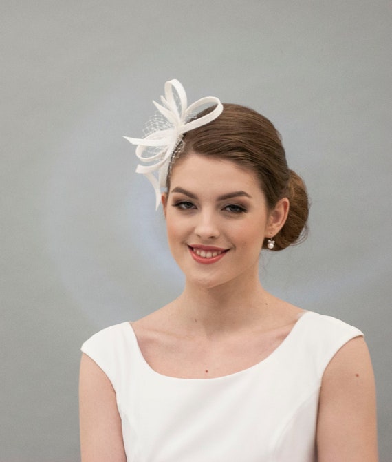 White Bridal Fascinator. Minimalist and 