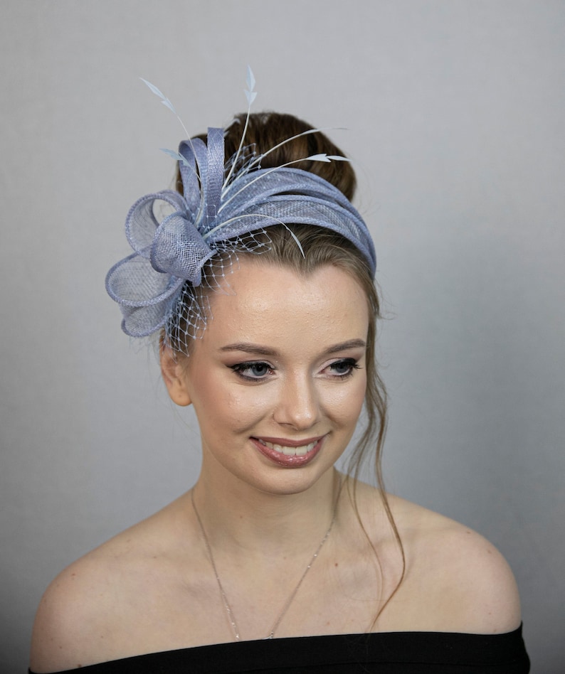 Blue wedding guest fascinator. Light blue fascinator. New colour for popular fascinator style. image 1