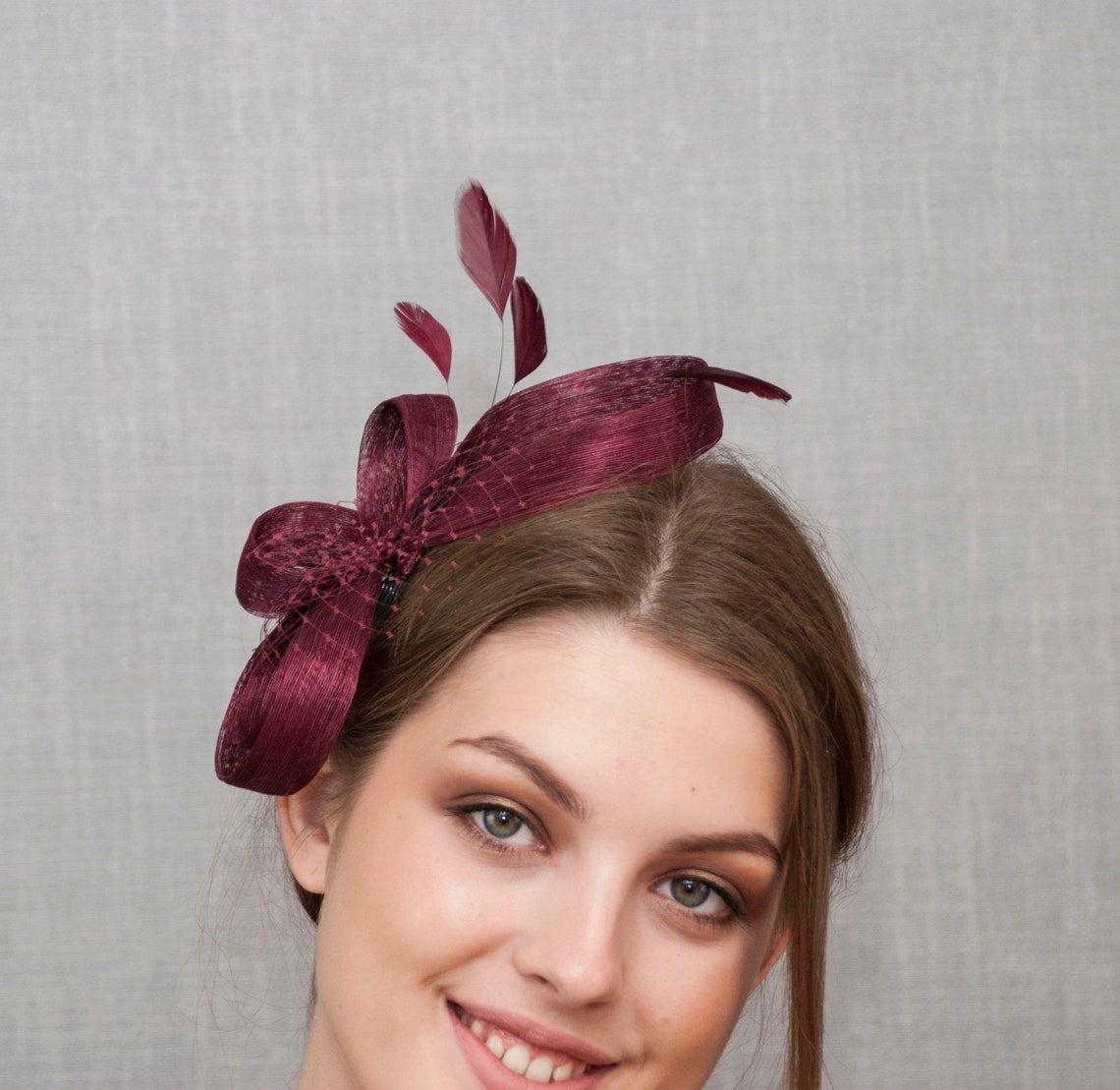 Red wine colour fascinator. Burgundy wedding fascinator with Etsy