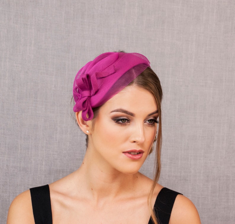 1930s hat 1940s headpiece fuschia pink 
