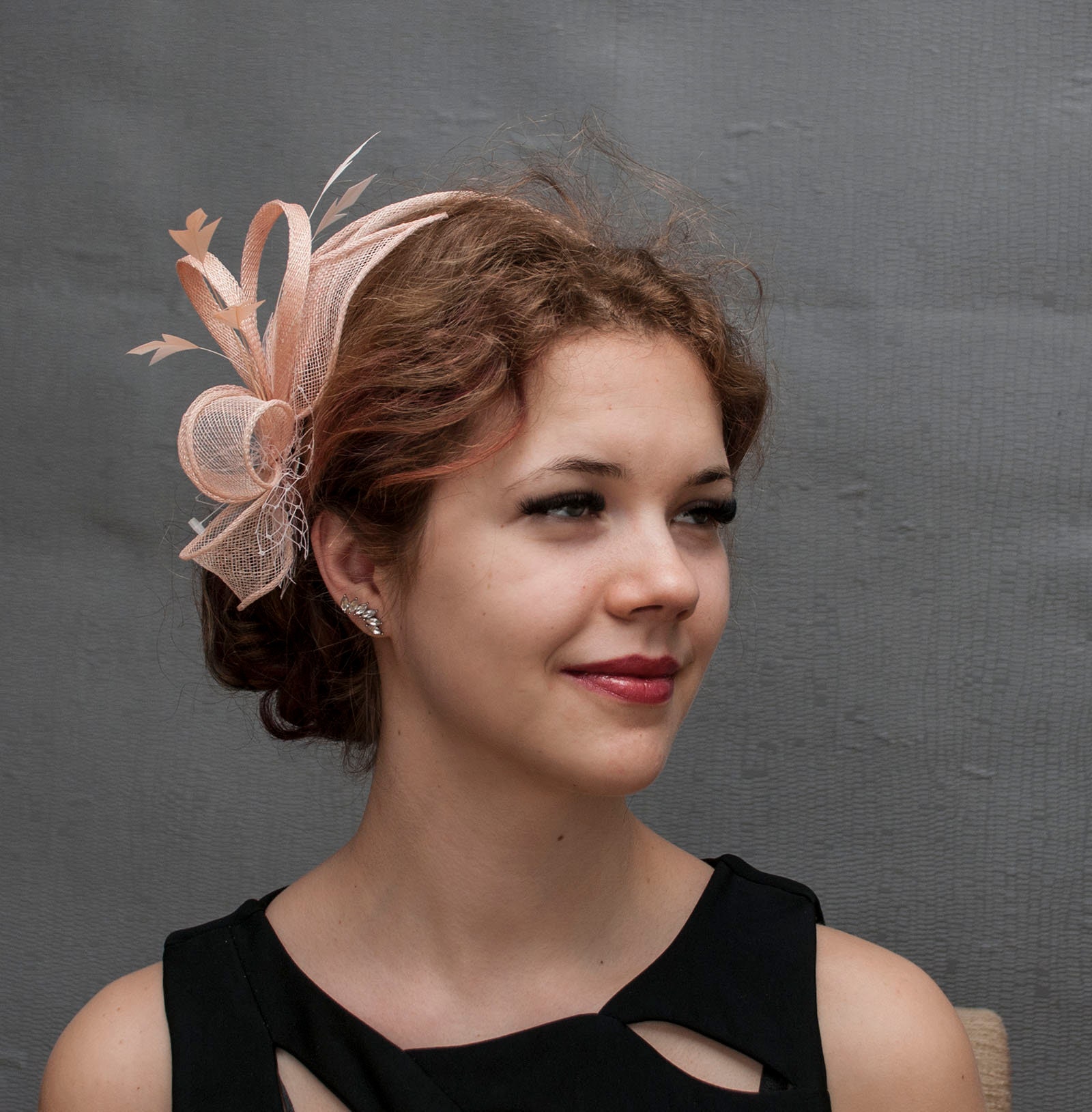 Blush Pink Wedding Fascinator With Feathers Etsy
