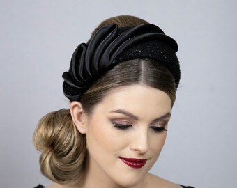 Black wide stylish headband hat. New style in 2024 collection.