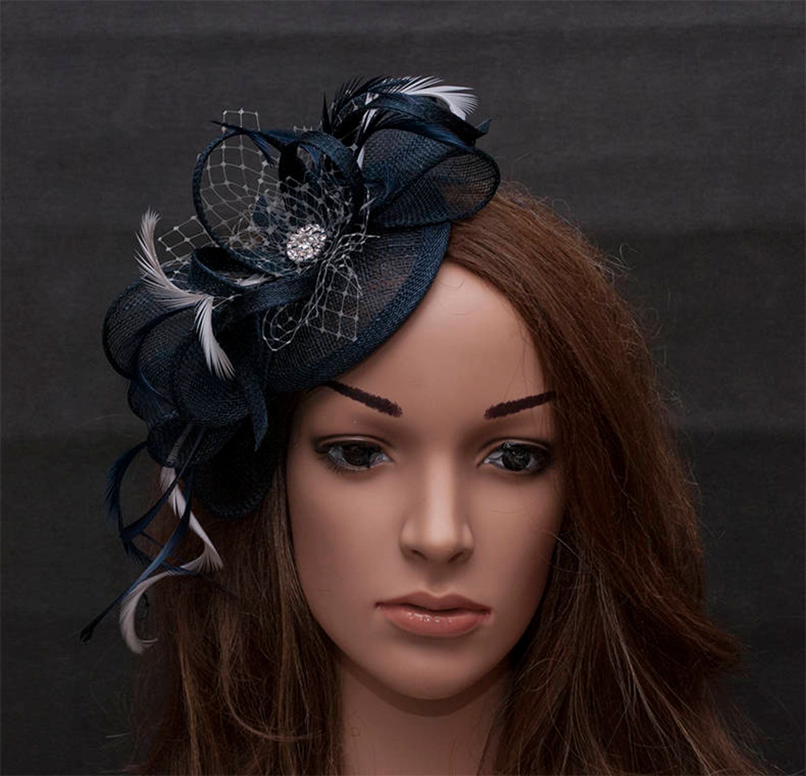 Navy Fascinator. Navy Wedding Fascinator. Blue Fascinator. Etsy