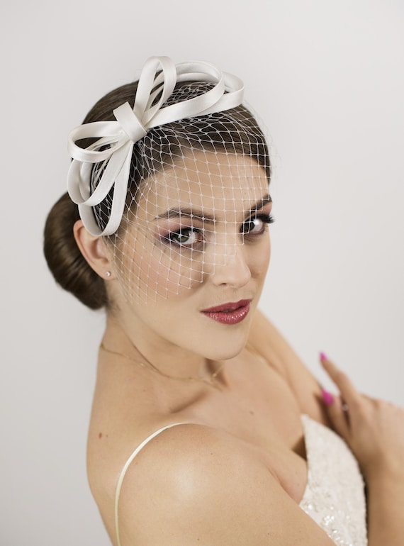 Bibi pour noeud de mariée, Bibi de mariage avec voile, Bibi de