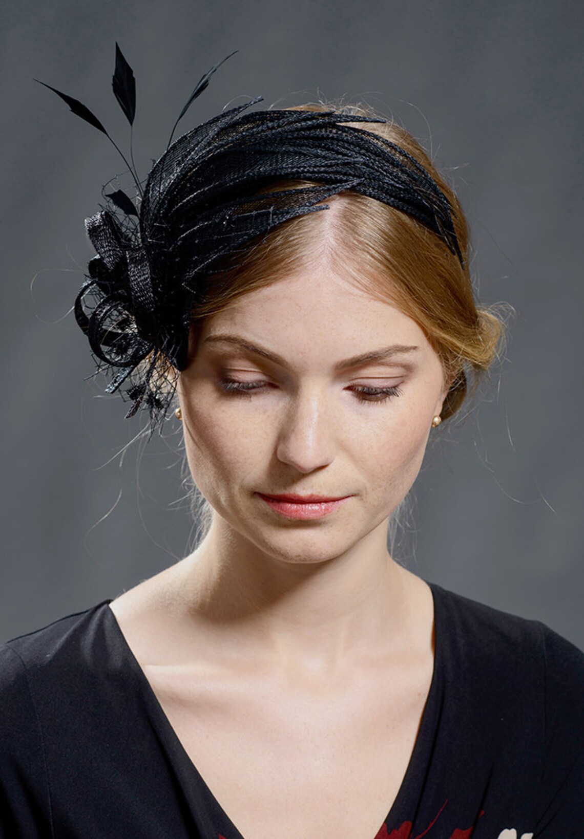 Black Fascinator With Feathers. Made to Order Depending on Etsy