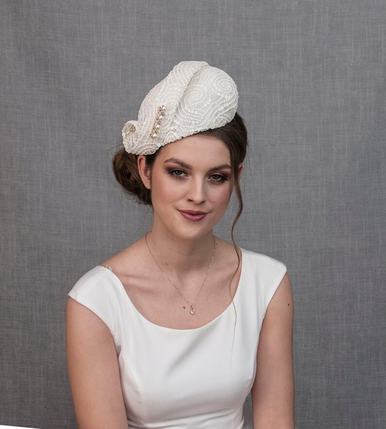 Ivory White Bridal Pillbox Hat. Pearl White Wedding Hat. Last Etsy