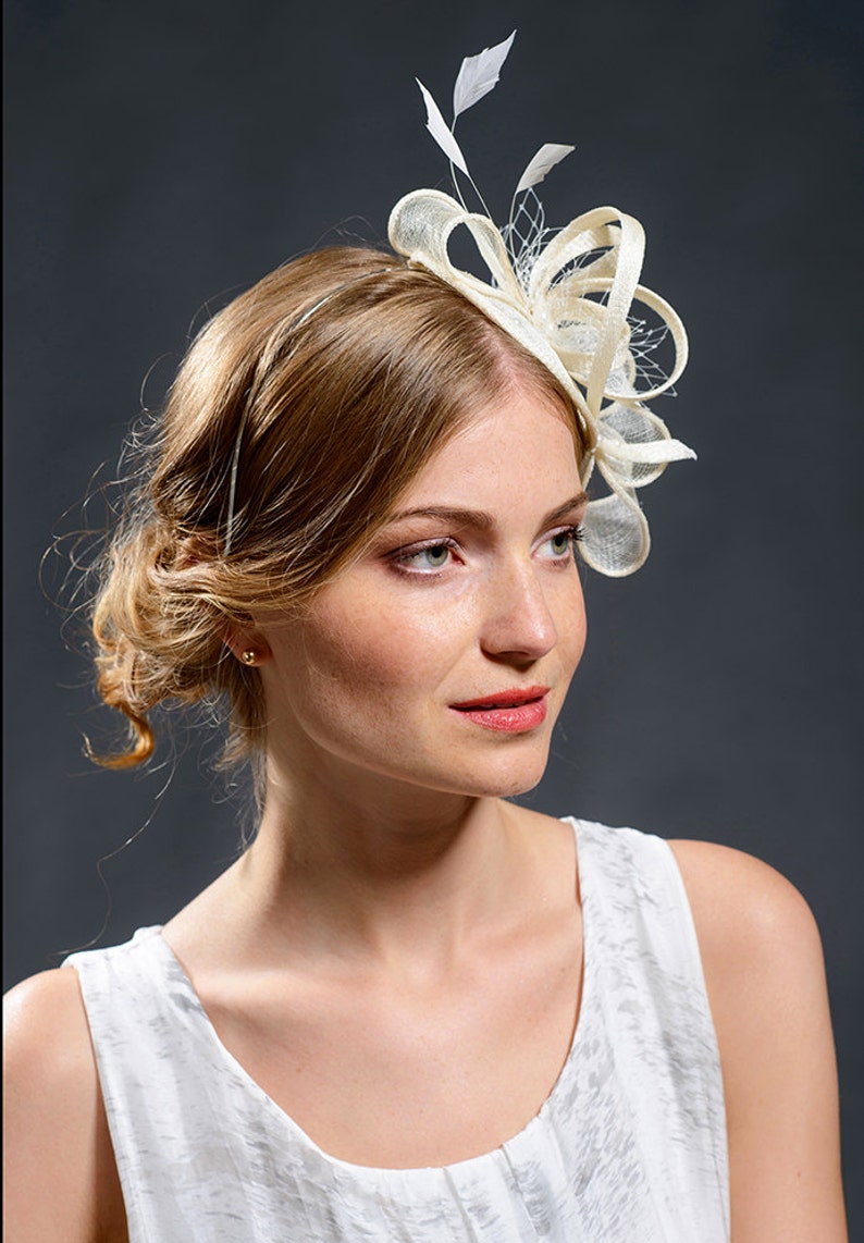 White wedding fascinator hat for your special occasions image 4